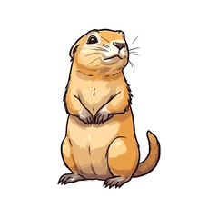 Cheerful Prairie Dog: Lively 2D Illustration Brimming with Cuteness and Alertness