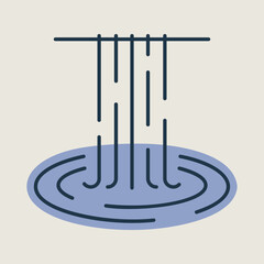 Waterfall of natural vacation vector isolated icon