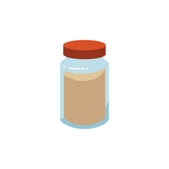 Grain or spices storing in glass jar flat vector illustration isolated.