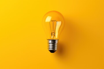 Lightbulb on Yellow Background Wallpaper  | Yellow Bulb on studio background, lightbulb moment, technology