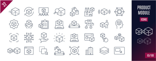 Best collection product line icons. Automation, modernization, optimization,...