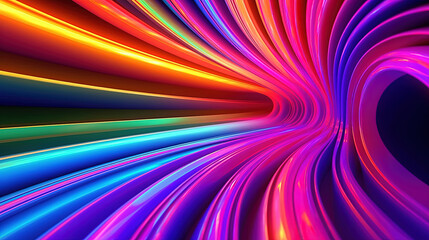 Abstract colorful neon tube tunnel