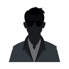 businessman icon in black and white silhouette