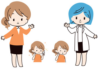 皮膚科の治療をする女性と医師のセット