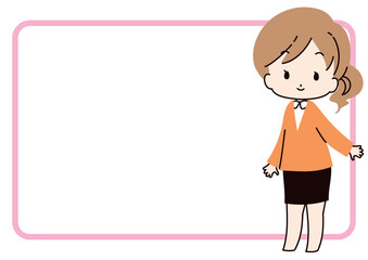 女性とタイトルフレーム