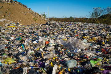 Non-recyclable waste on a dumping ground