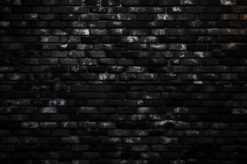 Fototapeta na wymiar Black brick wall, dark background for design.Generative AI 