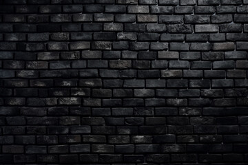 Black brick wall, dark background for design.Generative AI	
