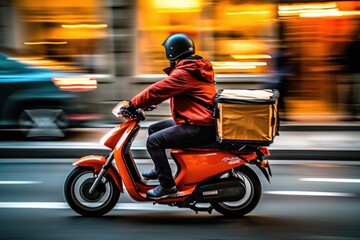 Fototapeta na wymiar person riding a scooter, ai generative