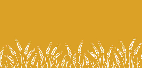 seamless pattern with wheat, oat, rye stalks stripe