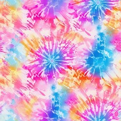 Watercolor tie dye seamless pattern. AI Generative