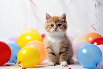 kitten with balloons, ai generative