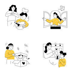 Pack of Mother Love Hand Drawn Illustrations 

