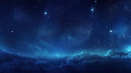 Naklejka na ściany i meble Blue starry sky with infinite space