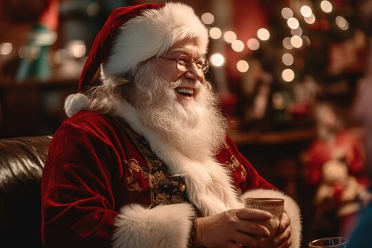 Santa Claus close-up portrait - Illustration created with generative ai