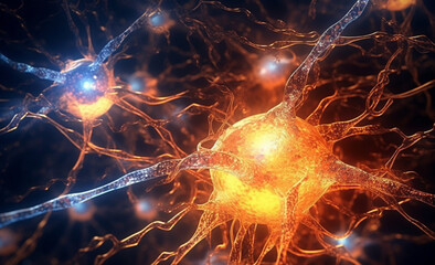 Neurological Medicine - New Neuron in the Brain. generative AI,