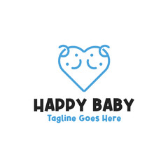 Creative Love Shaped Baby Face Logo Design Concept Vector Illustration Symbol Icon
