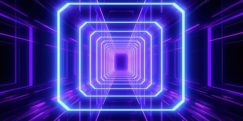 abstract futuristic geometric tunnel portal with pink blue glowing neon moving high speed wave lines and bokeh lights. Data transfer concept Fantastic wallpaper, Ai Generative - obrazy, fototapety, plakaty