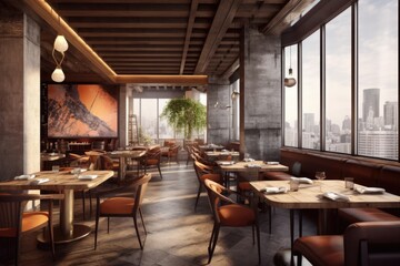 Fototapeta premium interior of a cafe, ai generative