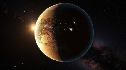 Obraz na płótnie Canvas Kepler-438b in a Starry Space. Kepler. Galaxy. Planets. Made With Generative AI.