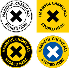 Fototapeta premium Harmful Chemicals Stored Here Sign On White Background