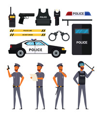 Police vector set of illustrations