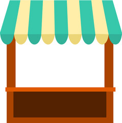 kiosk stand with striped awning