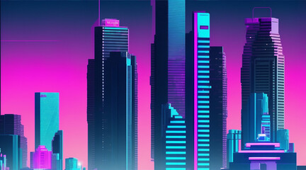 Obraz premium Abstract City Skyline Vaporwave
