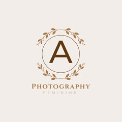 minimalist flower photography feminine wedding logo design vector graphic illustration