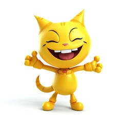 Happy cat cartoon mascot on white background Generative AI