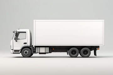 white delivery truck side view cargo truck advertising | Generative AI