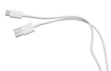 White USB micro USB cable, cut out - obrazy, fototapety, plakaty