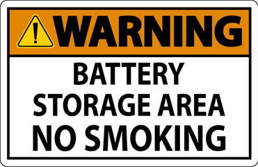 Warning Sign Battery Storage Area No Smoking