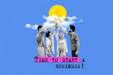 Image sketch picture collage of many people star business career creates new project preparing...