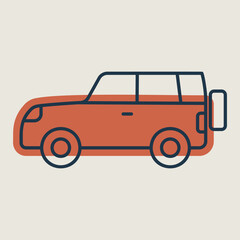SUV car flat vector isolated icon
