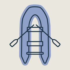 Inflatable rubber boat flat vector isolated icon