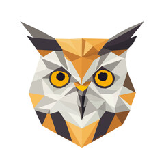 An owl head in geometric shape vector illustration. Polygonal bird illustration.