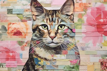 A Colorful and Abstract Watercolor Portrait of a Cat, generative ai