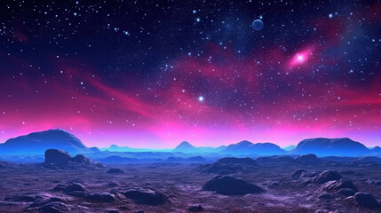 Fototapeta premium Starry night sky meets horizon with beautiful space