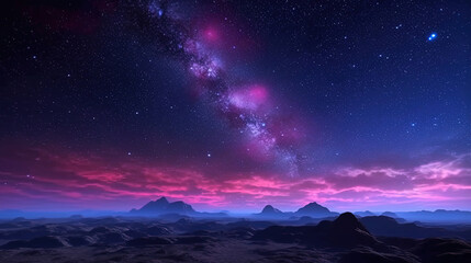 Fototapeta premium Starry night sky meets horizon with beautiful space