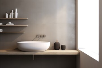 Naklejka na ściany i meble modern bathroom, minimal style, contemporary design, generative AI