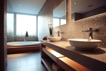 modern bathroom, minimal style, contemporary design, generative AI