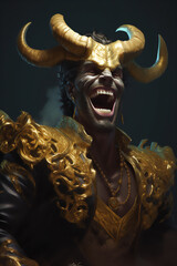 Grinning Demon. Generative AI illustration. 