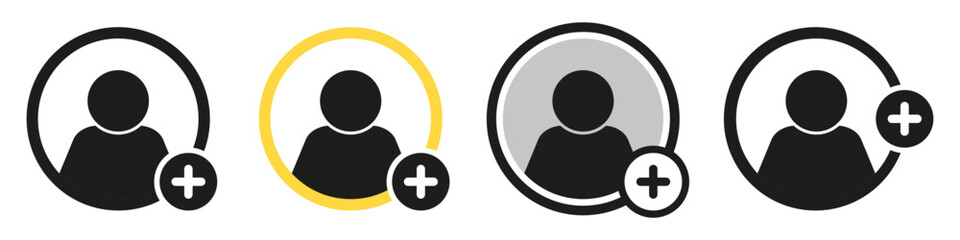 Add a friend - vector web button collection. User interface button for social app.