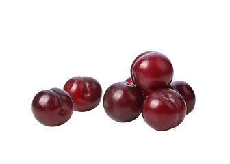 Red plums fruit on transparent png