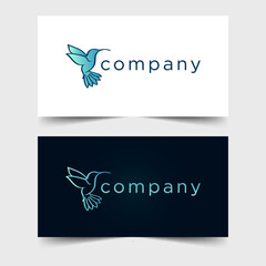 Modern blue hummingbird logo illustration design