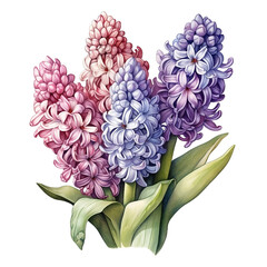 Hyacinth in pencil color illustration png clip art AI generate no background