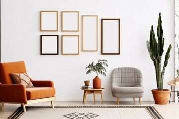 Inspiring Interior Mockups with Empty Frames, generative AI