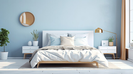 Design interior a cozy bedroom with beautiful colour walls