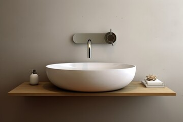 Fototapeta na wymiar modern bathroom sink close up, minimal style, contemporary design, generative AI